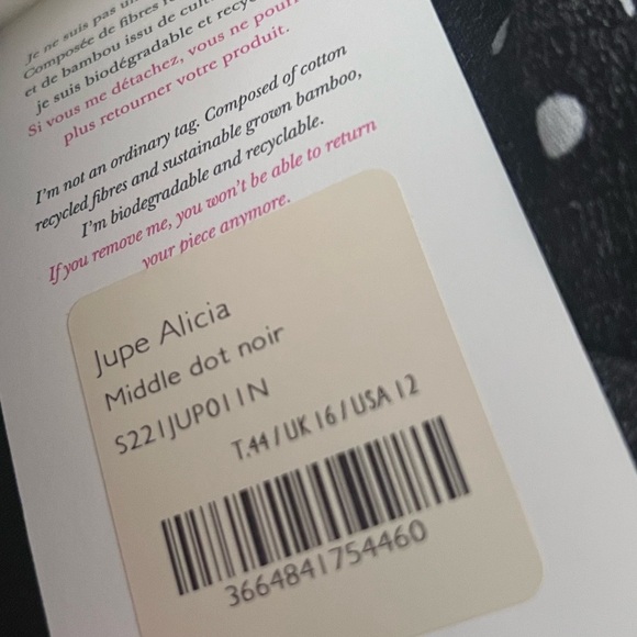 Sezane Black Polka Dot Alicia Middle Dot Midi Skirt NWT US 12 - Picture 12 of 14